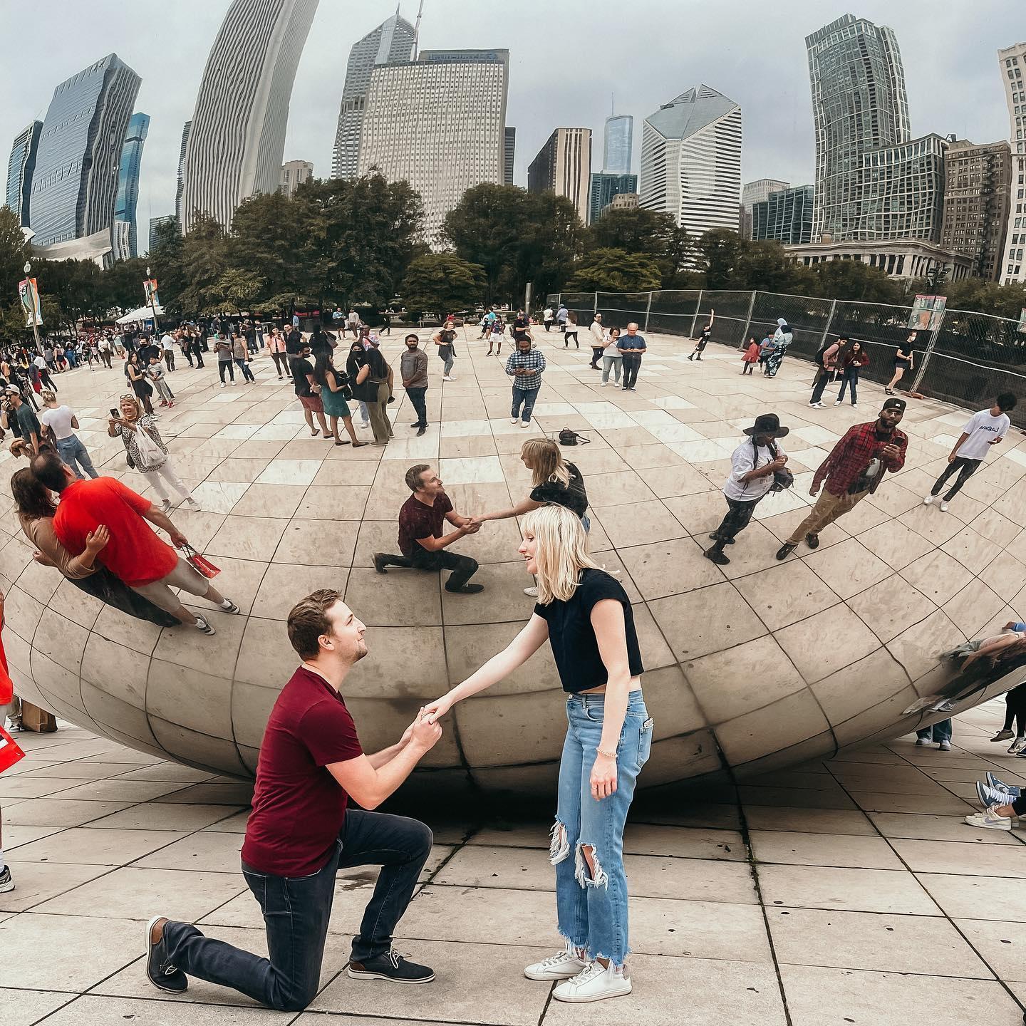 The proposal at the Chicago Bean!