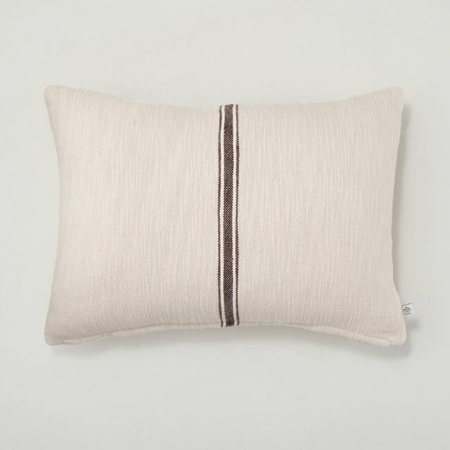14" x 20" Bold Vertical Stripe Lumbar Throw Pillow Brown/Natural - Hearth & Hand™ with Magnolia