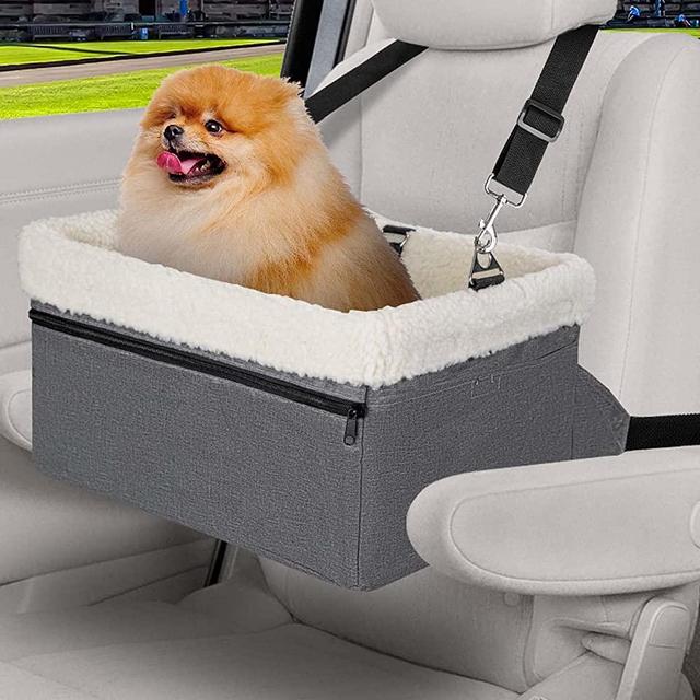 UNICITII Dog Car Seats for Small Dogs-Elevated Pet Dog Booster Seat for Dog,Raised Dog Lookout Car seat w/Clip-On Safety Leash Adjustable Pet Travel Seat