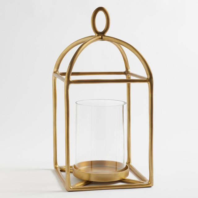 Fallon Forged-Iron Outdoor Lantern, Small, 23" - Brass