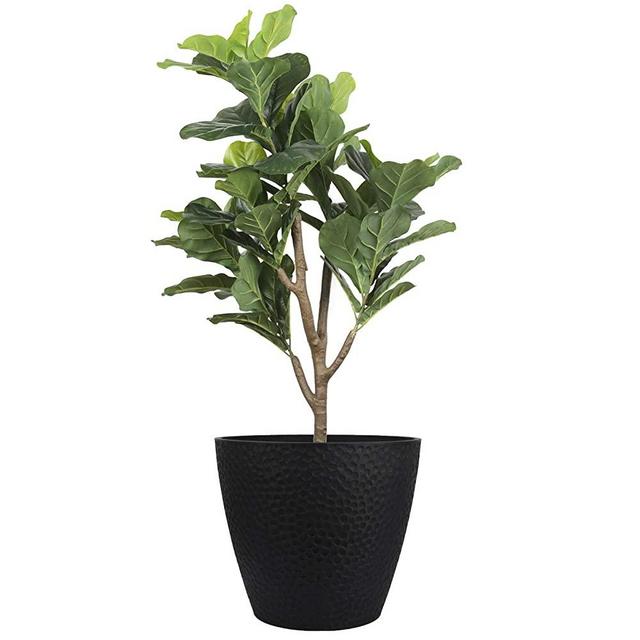 Outdoor Indoor Tree Planters - 14 Inch Large Planter Flower Pots, Plant Pots, Black, Honeycomb