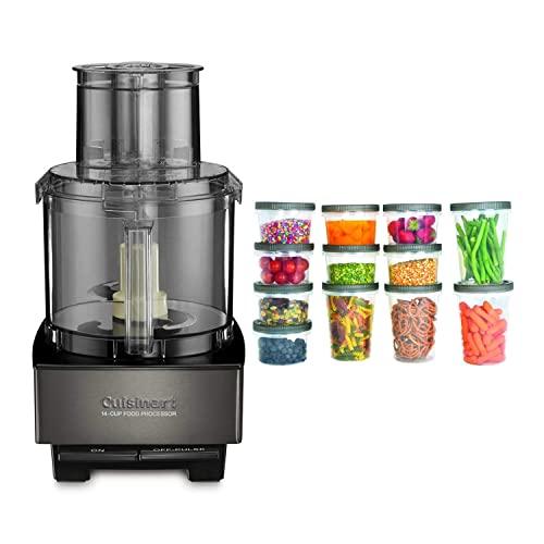 Cuisinart DFP14BKSY Custom 14-Cup Food Processor (Black Stainless) with 25-Piece Plastic Storage Containers Bundle (2 Items)