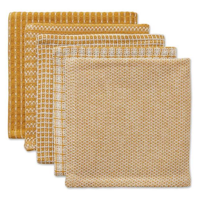 DII Everyday Kitchen Collection Assorted Dishcloth Set, 12x12, Honey Gold 5 Piece