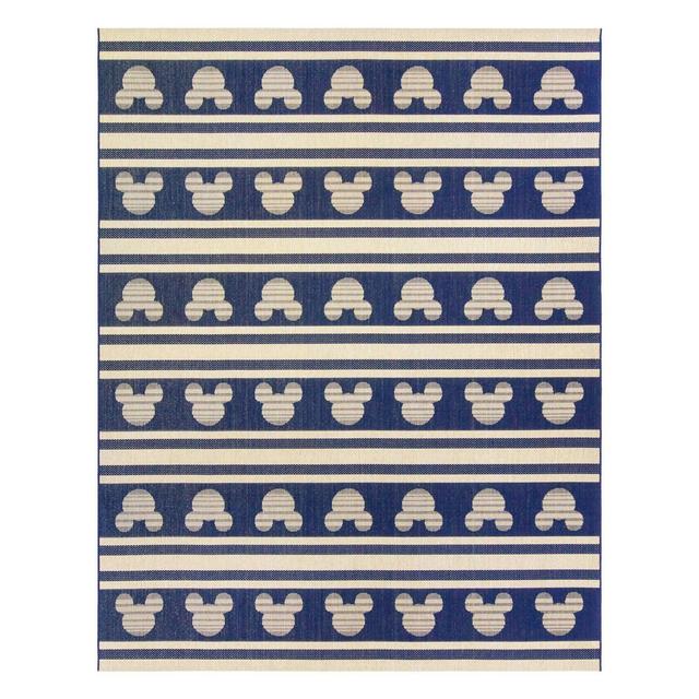Mickey Mouse 8' x 10' Stripes Outdoor Rug Navy/Sand