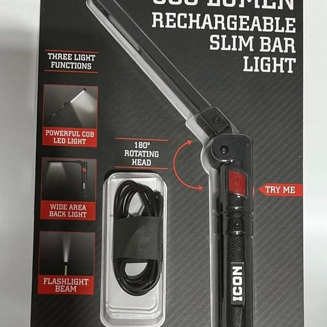 Generic ICON 800 Lumen LED Rechargeable Magnetic Handheld Foldable Slim Bar Work Light, Black