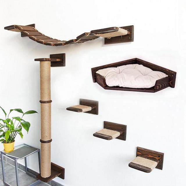 Cat wall furniture, Cat shelves, Cat perch, Cat furniture, Cat shelves for wall, Cat furniture natural wood, Cat steps for climb