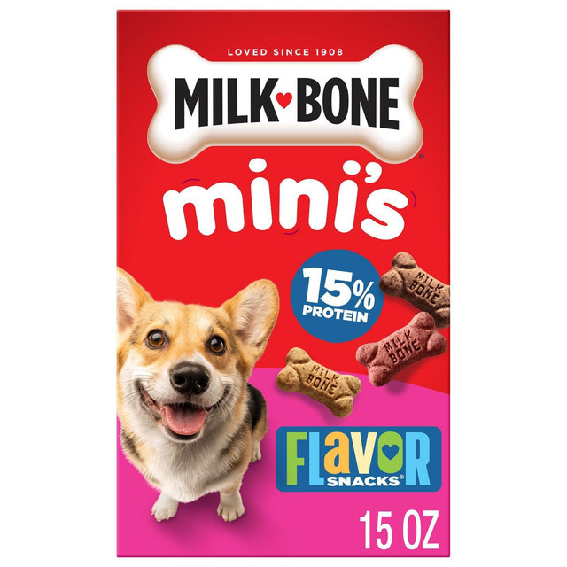Milk-Bone Original Mini Dog Treats Biscuits with Beef, Chicken & Bacon Flavor Snacks - 15oz