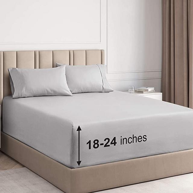 Extra Deep Pocket Sheets - 4 Piece Sheet Set - Deep Pocket Twin Sheets - Extra Deep Pocket Twin Sheets - Deep Fitted Sheet Set - Extra Deep Pocket Twin Size Sheets - Easily Fits Extra Deep Mattresses