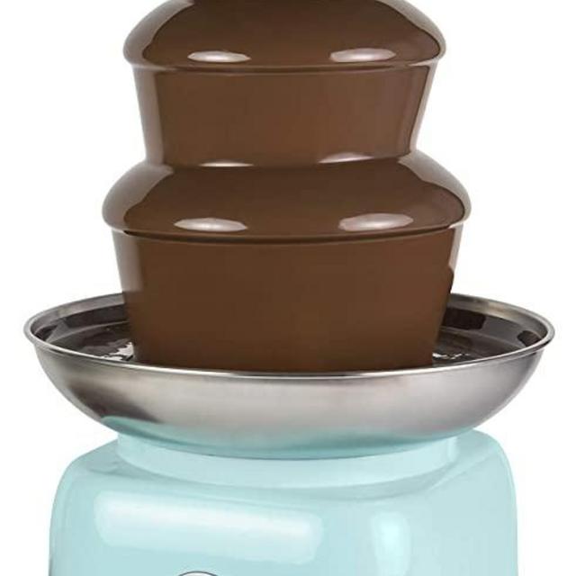 Nostalgia CLCF4AQ Retro Chocolate Fondue Fountain, 2-Pound Capacity, Easy to Assemble 4 Tiers, Perfect For Nacho Cheese, BBQ Sauce, Ranch, Liqueurs, Aqua