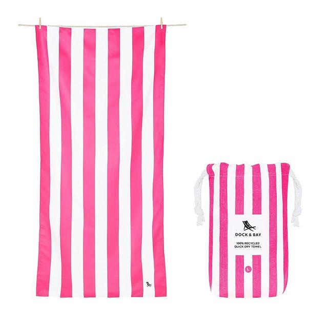 Dock & Bay Beach Towel - Quick Dry, Sand Free - Compact, Lightweight - 100% Recycled - Includes Bag - Cabana - Phi Phi Pink - Extra Large (200x90cm, 78x35)