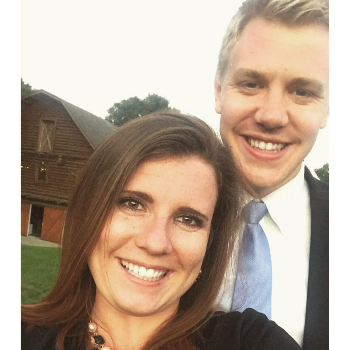 2018 - At the wedding of our friends Eddie & Maddie! We had just moved to Milwaukee, WI and took the ferry across to get back to MI!