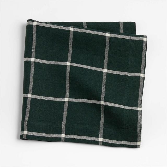 Marin Green Windowpane EUROPEAN FLAX ™-Certified Linen Napkin