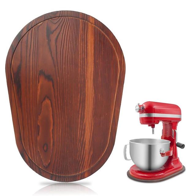 Bamboo Mixer Slider for Kitchen Aid 5-8 Qt Bowl Lift Stand Mixer, Kitchen Appliance sliding mat Countertop Storage Attachments, Mixer Accessories Sliding Tray Moving Board for Kitchen Aid (Brown)