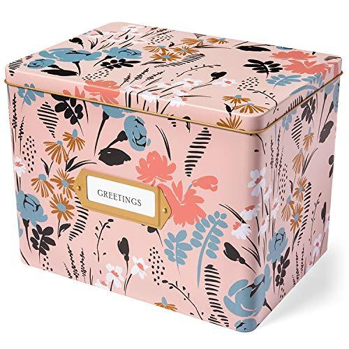 Jot & Mark Greeting Card Organizer Tin Box with Tabbed Dividers (Meadow)