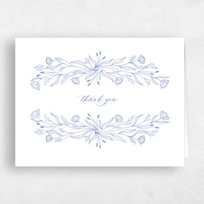 Blue Floral Wedding Thank You - Vanora Landscape