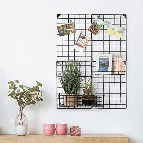 Grid Photo Wall, Multifunctional Photo Display Wall Picture Storage Organizer for Home Office Decor Dorm Decoration, 32.68'' x 23.82'', Black
