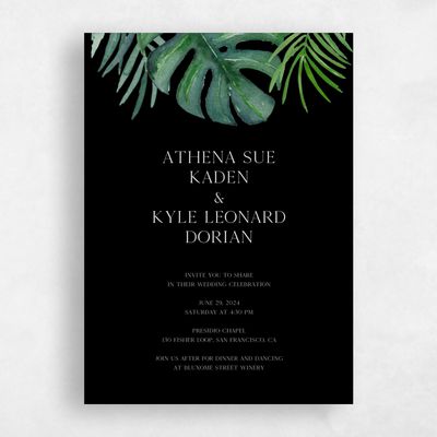 Black Wedding Invitation - Anaheim Portrait
