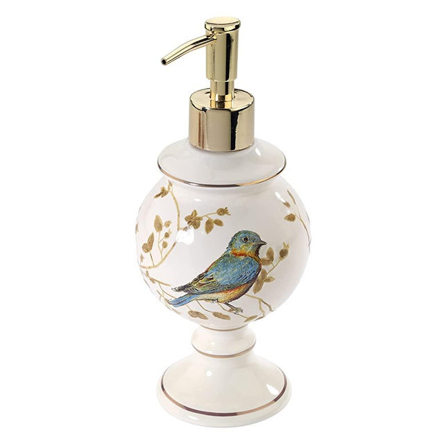 Avanti Linens Gilded Birds Collection, Lotion Pump, Ivory