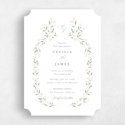White Ticket Wedding Invitation - Samlet Portrait
