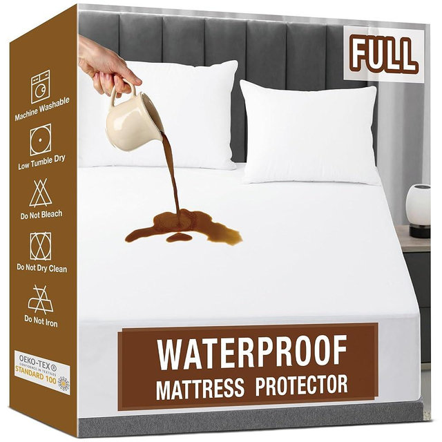 LVYSHOW Full Size Mattress Protector, Waterproof Mattress Protector Full Size, Soft Breathable Noiseless Full Mattress Protector with Stretchable Pockets, Fitted up to 16 Inches