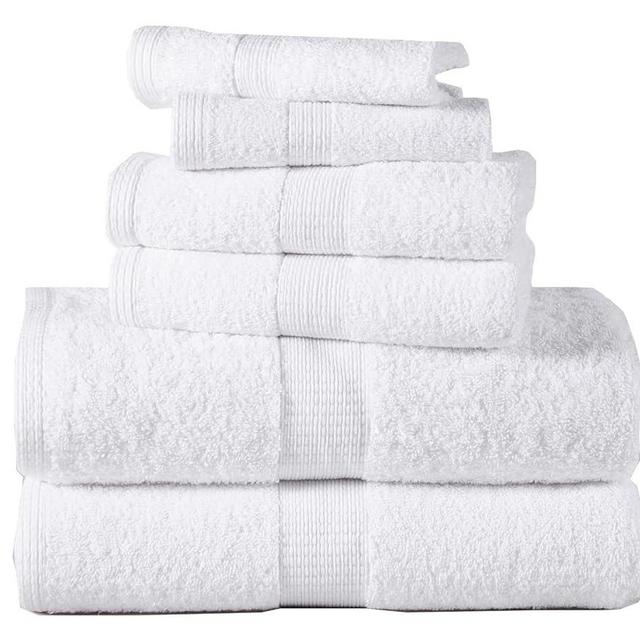 LANE LINEN White Bath Towels for Bathroom Set-100% Cotton 6 Pc Bathroom Towels, Super Soft Hotel Collection Bath Towels Set - 2 Bath Towel Set, 2 Hand Towel, 2 Washcloths - White Towels Bathroom Sets