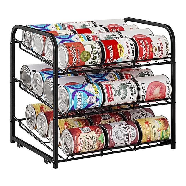 AIYAKA 3 Tier Stackable Can Rack Organizer,for food storage,kitchen cabinets or countertops,Storage for 36 cans,Black