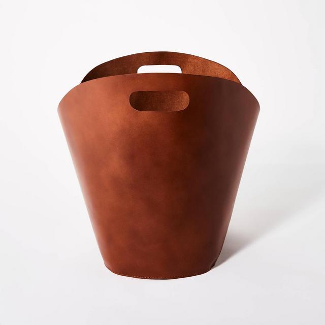 Decorative Leather Basket 14.75" x 15" Brown - Threshold™ designed with Studio McGee