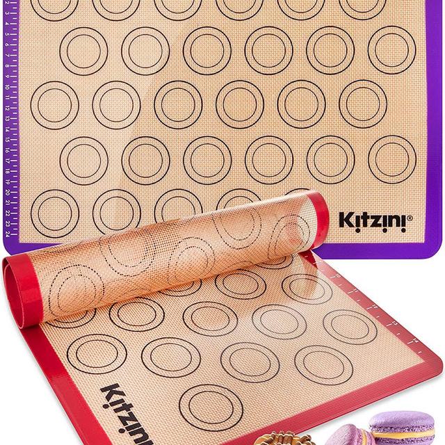 Macaron Silicone Mat for Baking- Half Non Stick Sheet Mat - Large BPA Free Professional Grade Liner Sheets - Perfect Bakeware for Making Cookies, Macaroons, Bread and Pastry (2 pack Macaron)