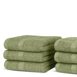 100% Cotton Wash Cloth for face & Body Set of 6 - Sage