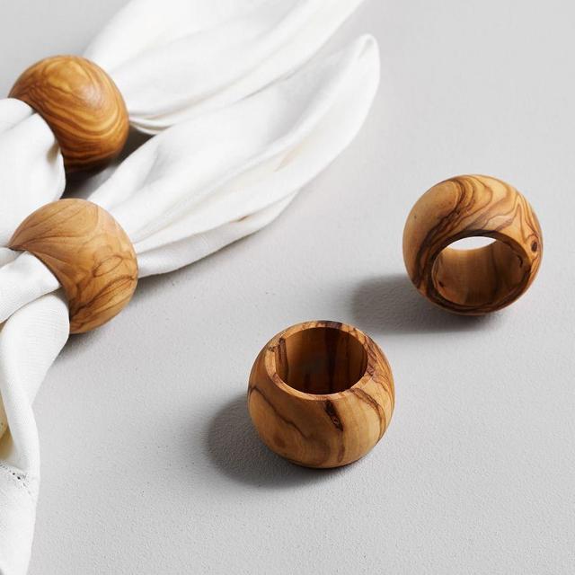 Olive Wood Napkin Ring, Set of 4