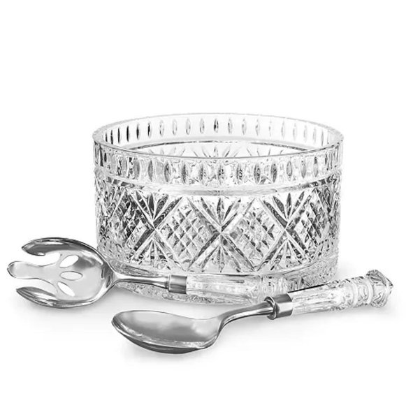 Dublin Crystal Salad Bowl with Salad Server Set
