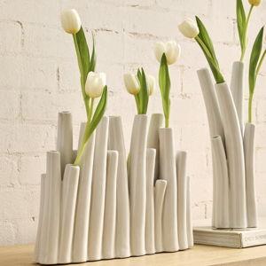 Tulipiere Vase - White Ceramic, Centerpiece 10.5"