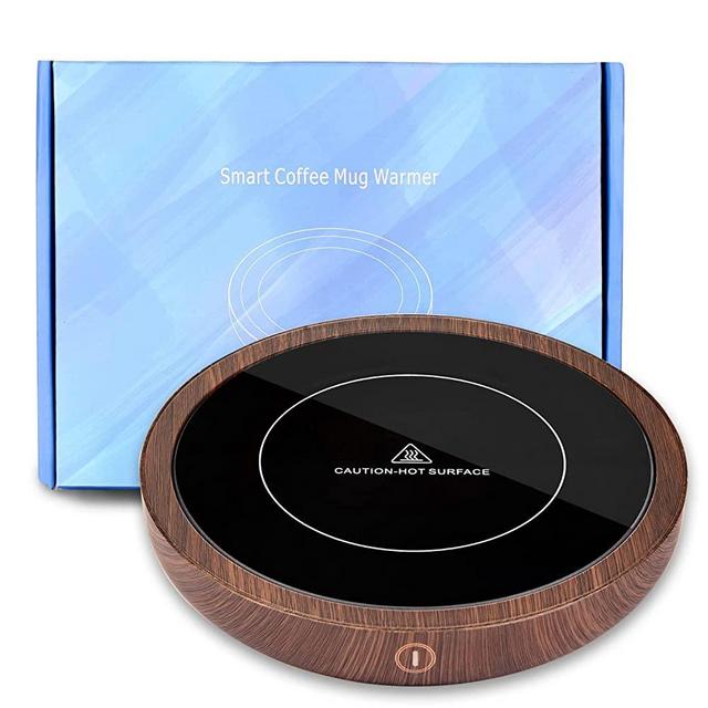 Mug Warmer, KRGMNHR Coffee Warmer for Desk Auto Shut Off, 3-Temperature Settings, Wax Melt Warmer Heating Plate (Up to 180° F), Wood Grain