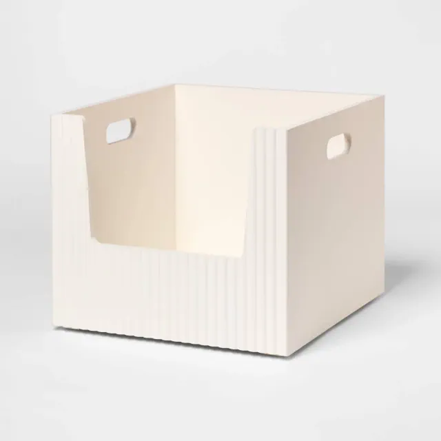 Large Open Front Wood Bin White - Brightroom™