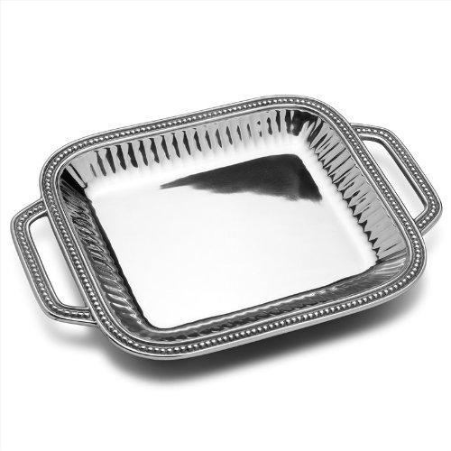 Wilton Armetale Flutes and Pearls Rectangular Serving Tray with Handles, 18-Inch-by-12-Inch