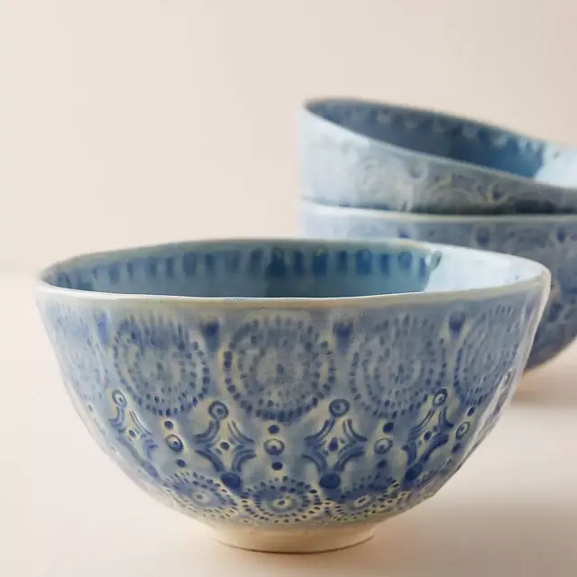 Old Havana Cereal Bowls, Set of 4 - Iris Blue