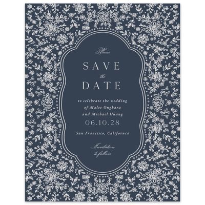 Grayed Navy, Blue Wedding Digital Save the Date - Justine Portrait