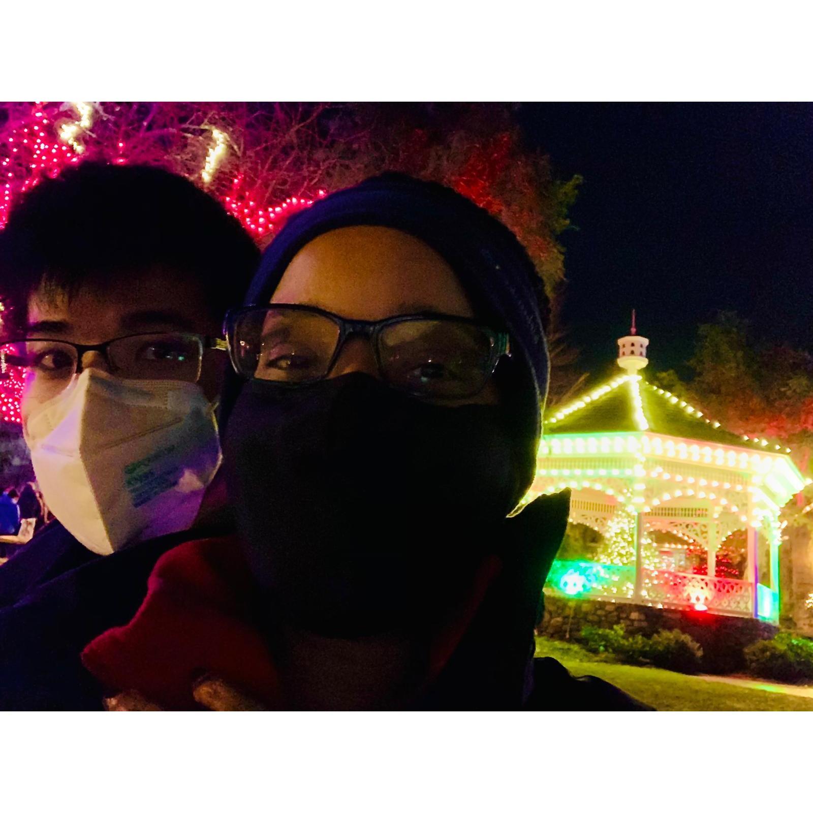 At a Christmas Village for our first Christmas together