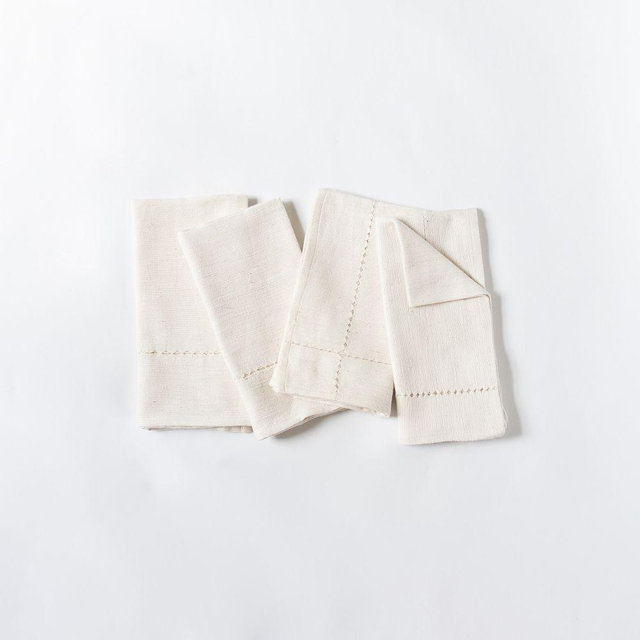 Pulled Handwoven Cotton Napkins Set Of 4 - Natural