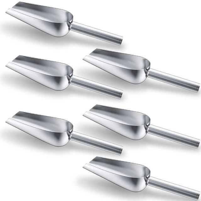 6 Pack 6 Ounce Stainless Steel Ice Scoop Metal Food Scoop Small Size for Kitchen Shop Popcorn Candy Coffee Beans