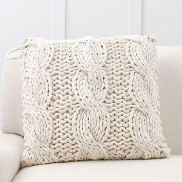 Colossal Handknit Pillow (Color: Ivory)