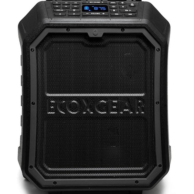 ECOXGEAR EcoBoulder Extreme Rugged Waterproof Floating Portable Bluetooth Wireless 120-Watt Smart Speaker with Party Lights and Dry Storage (Gray)