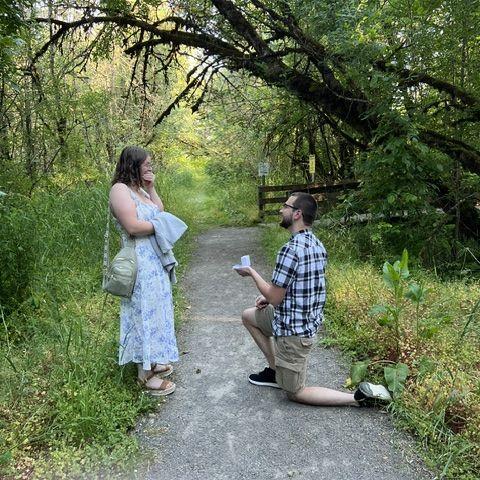 In absolute shock that it is happening! (In the same location as our first picture together)