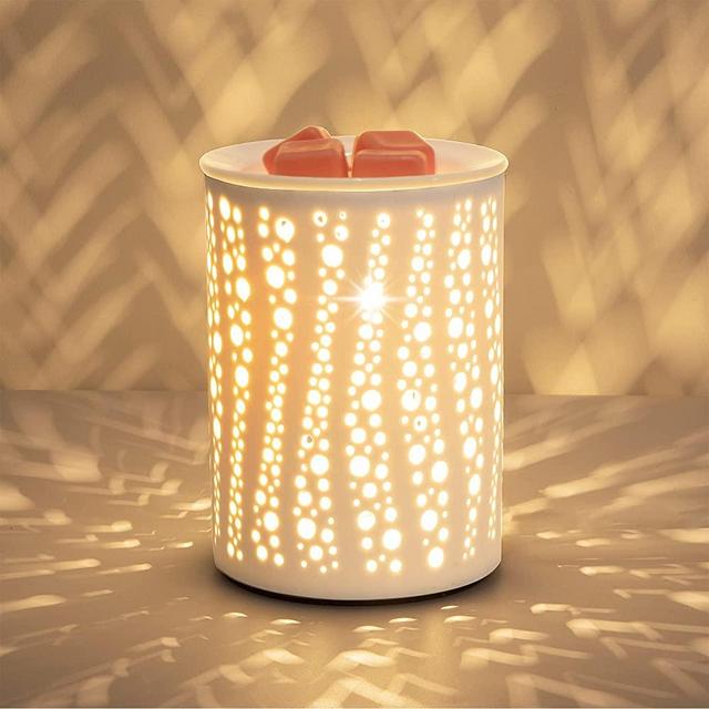 PALANCHY Wax Melt Warmer Ceramic Oil Burner Electric Candle Wax Warmer Burner Melter Fragrance Warmer for Home Office Bedroom Aromatherapy Gift & Decor 2 Bulbs Included Gift Box Packaged