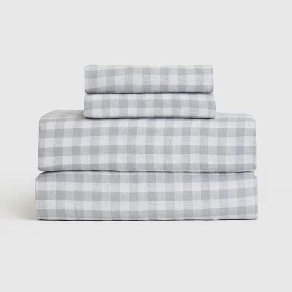 European Linen Gingham Sheet Set