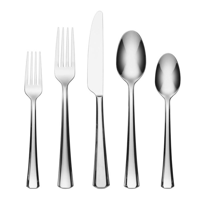 Oneida Bleeker Piece Everyday Flatware Set, 20 Count, Metallic