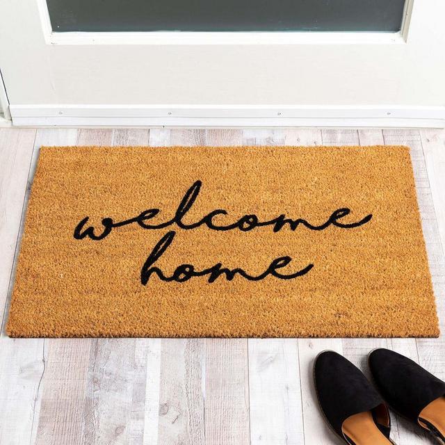 Welcome Home Doormat Coir Doormat With Vinyl Backing Black Writing 30X18