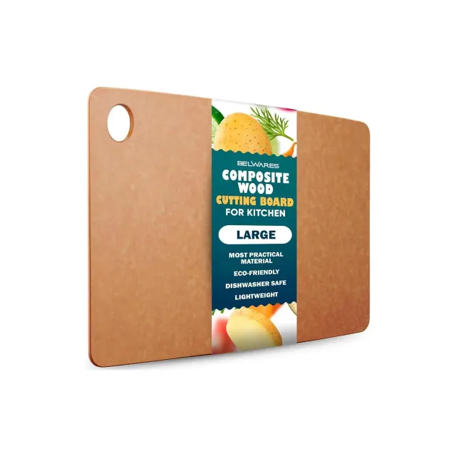 Dishwasher Safe Composite Wood Cutting Board, Large Heat Resistant Thin Chopping Board, BPA-Free, 14.5 x 11.25 in, Natural