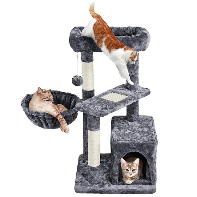 Topeakmart Cat Tree 33in Cat Tower with Extra Scratch Boards and Sisal Posts as Kitty Activity Center