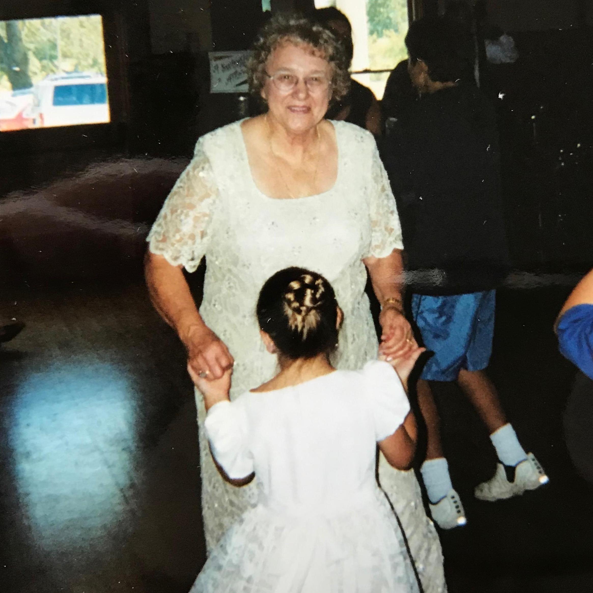 Chanelle celebrating Grandma Cherie's birthday, Grandma loved to dance.